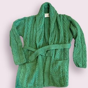 NWOT Aran Crafts Ireland Merino Wool Belted Cardigan Size XL
